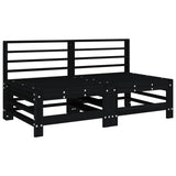 Middle Sofas with Cushions 2 pcs Black Solid Wood Pine - Side View