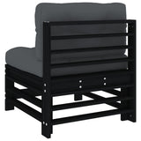 Middle Sofas with Cushions 2 pcs Black Solid Wood Pine - Rear View