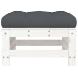 Garden Footstools with Cushions 2pcs White Solid Wood Pine - Top-Down View