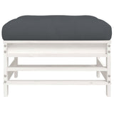 Garden Footstools with Cushions 2pcs White Solid Wood Pine - 45-Degree Angle