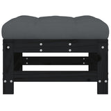 Garden Footstools with Cushions 2pcs Black Solid Wood Pine - Top-Down View