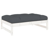 Garden Footstool White 120x80 cm Solid Wood Pine - Front View