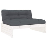 Middle Sofa White 120x80 cm Solid Wood Pine - Front View