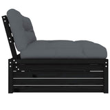 Middle Sofa Black 120x80 cm Solid Wood Pine - 45-Degree Angle