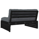 Middle Sofa Black 120x80 cm Solid Wood Pine - Rear View