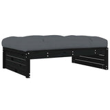 Garden Footstool Black 120x80 cm Solid Wood Pine - Rear View