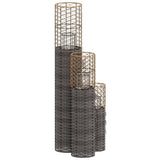Candle Holders 3 pcs Grey Wicker - Top-Down View