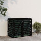 Double Wheelie Bin Storage Black Solid Wood Pine - Side View
