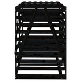 Double Wheelie Bin Storage Black Solid Wood Pine - Close-Up Angle