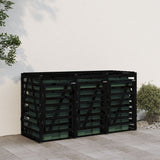 Triple Wheelie Bin Storage Black Solid Wood Pine - Side View