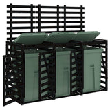 Triple Wheelie Bin Storage Black Solid Wood Pine - Top-Down View