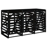 Triple Wheelie Bin Storage Black Solid Wood Pine