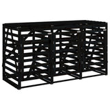 Triple Wheelie Bin Storage Black Solid Wood Pine - 45-Degree Angle