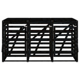 Triple Wheelie Bin Storage Black Solid Wood Pine