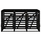 Triple Wheelie Bin Storage Black Solid Wood Pine - Rear View