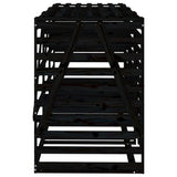 Triple Wheelie Bin Storage Black Solid Wood Pine