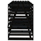 Triple Wheelie Bin Storage Black Solid Wood Pine - Close-Up Angle