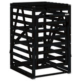 Triple Wheelie Bin Storage Black Solid Wood Pine - Low Angle