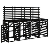 Quadruple Wheelie Bin Storage Black Solid Wood Pine - Front View