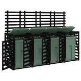 Quadruple Wheelie Bin Storage Black Solid Wood Pine - Top-Down View