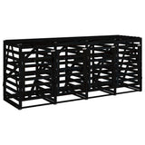 Quadruple Wheelie Bin Storage Black Solid Wood Pine - 45-Degree Angle