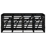 Quadruple Wheelie Bin Storage Black Solid Wood Pine - Rear View