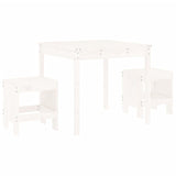 3 Piece Garden Bistro Set White Solid Wood Pine - Front View