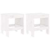 3 Piece Garden Bistro Set White Solid Wood Pine - Side View