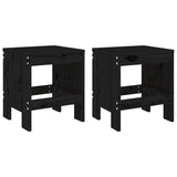 3 Piece Garden Bistro Set Black Solid Wood Pine - Side View