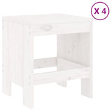 5 Piece Garden Dining Set White Solid Wood Pine - Side View