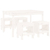5 Piece Garden Dining Set White Solid Wood Pine