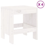 5 Piece Garden Dining Set White Solid Wood Pine - Side View