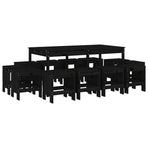 13 Piece Garden Dining Set Black Solid Wood Pine