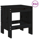 13 Piece Garden Dining Set Black Solid Wood Pine