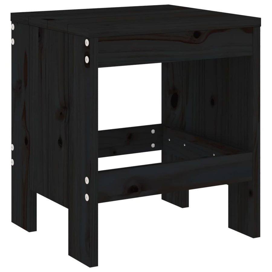 13 Piece Garden Dining Set Black Solid Wood Pine