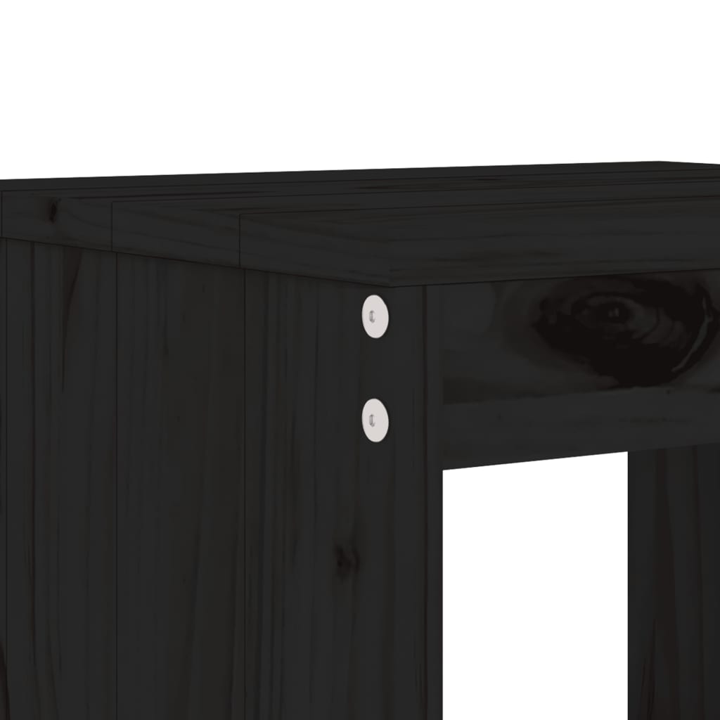 13 Piece Garden Dining Set Black Solid Wood Pine