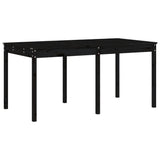 13 Piece Garden Dining Set Black Solid Wood Pine - Rear View