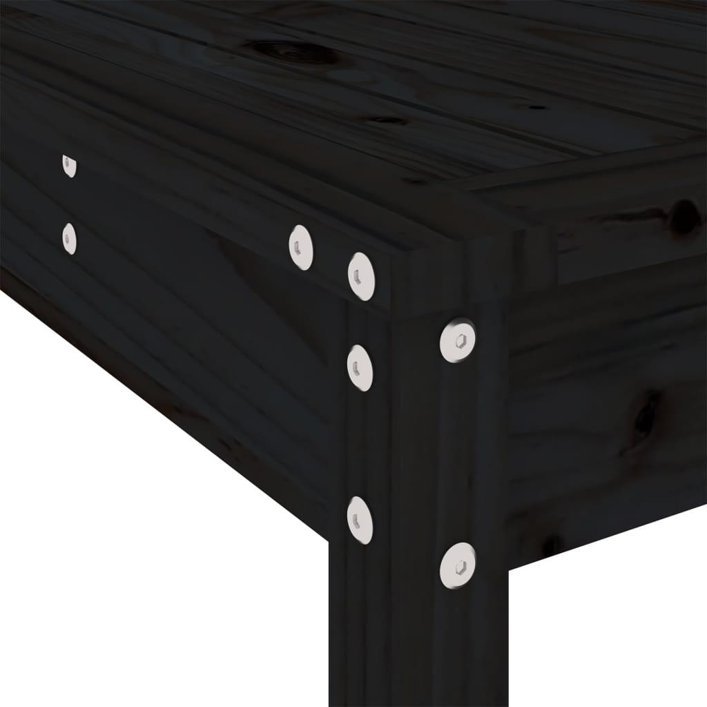 13 Piece Garden Dining Set Black Solid Wood Pine