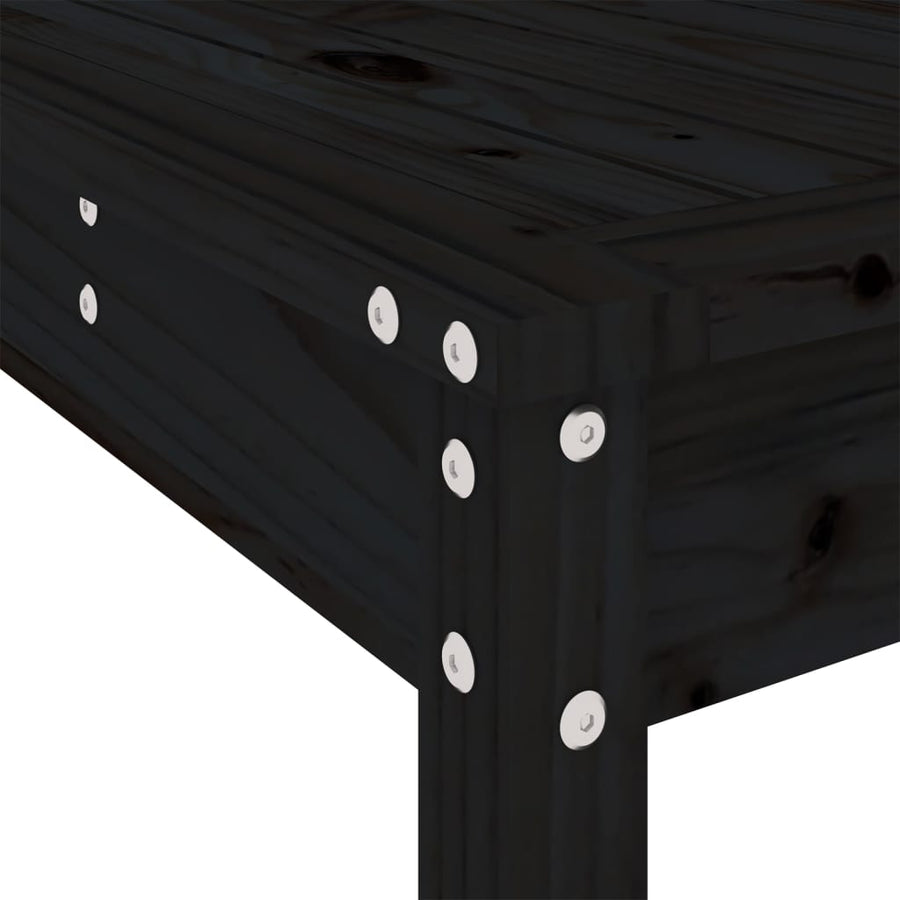 13 Piece Garden Dining Set Black Solid Wood Pine