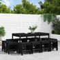 13 Piece Garden Dining Set Black Solid Wood Pine