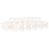 17 Piece Garden Dining Set White Solid Wood Pine - Front View