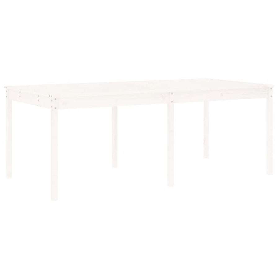 17 Piece Garden Dining Set White Solid Wood Pine