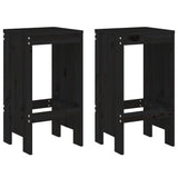 3 Piece Garden Bar Set Black Solid Wood Pine - Side View