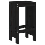 3 Piece Garden Bar Set Black Solid Wood Pine - Top-Down View