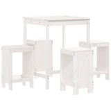 5 Piece Garden Bar Set White Solid Wood Pine - Front View