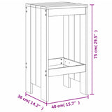 5 Piece Garden Bar Set White Solid Wood Pine - Extra Image