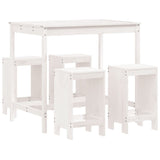 5 Piece Garden Bar Set White Solid Wood Pine - Front View