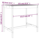 5 Piece Garden Bar Set White Solid Wood Pine - Extra Image