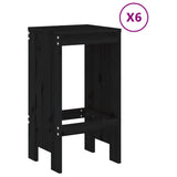 7 Piece Garden Bar Set Black Solid Wood Pine