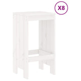 9 Piece Garden Bar Set White Solid Wood Pine - Side View